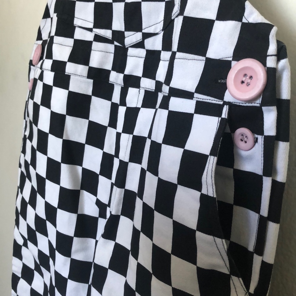 Retro Checkerboard Pattern Jumpsuit Overalls - image 7